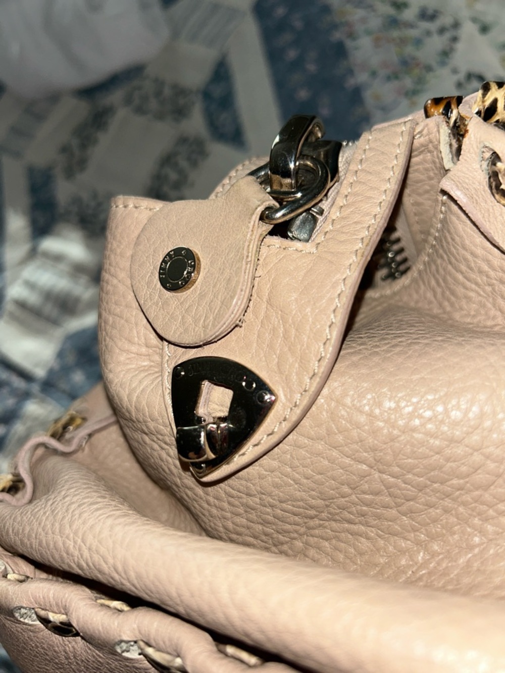 Jimmy Choo, yummy pebbled, and woven  leather  bag and dust bag - Picture 9 of 15